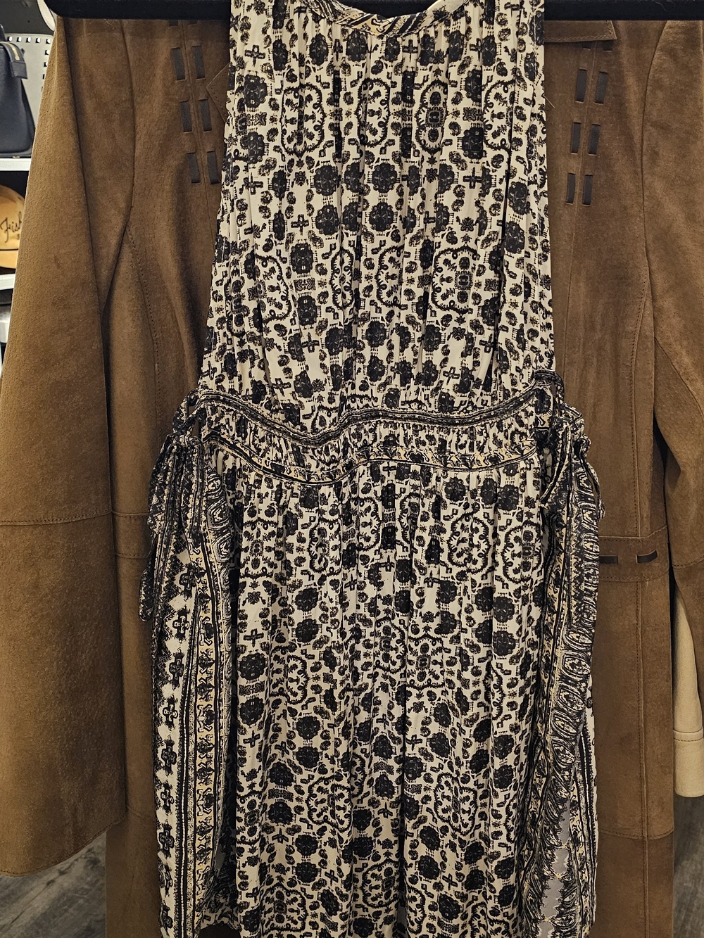 Free People Black/Cream Printed Tunic. Size M.